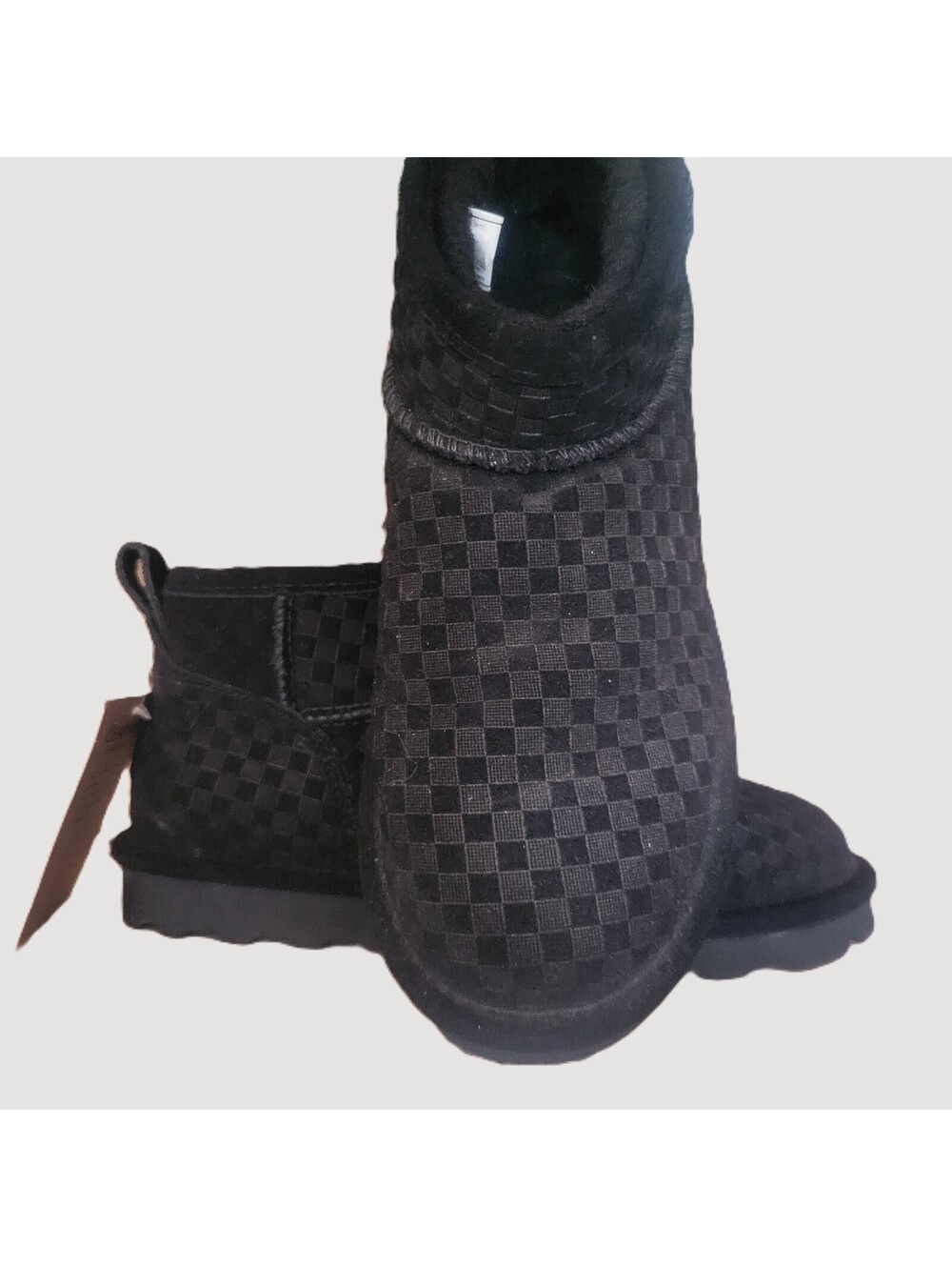 BEARPAW Women's Amy Checkered Black Suede NWT - Size 9